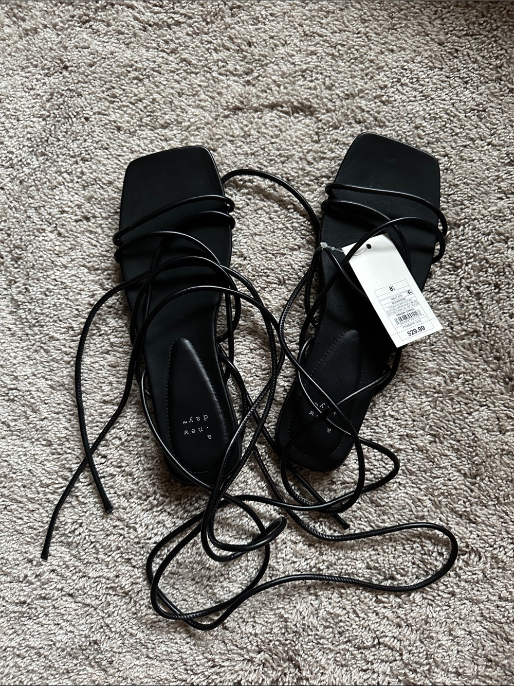 Target A New Day Black Lace-Up Square-Toe Women's Sandals